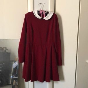 Burgundy dress with Peter Pan collar NWT